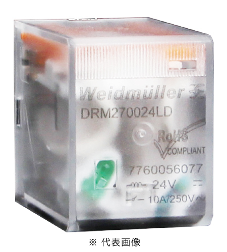 ワイドミュラー DRM270024LD DRMリレー 接点数2 CO接点 定格制御電圧24VDC 連続電流10A プラグイン接続 保護ダイオード付 個数20コ