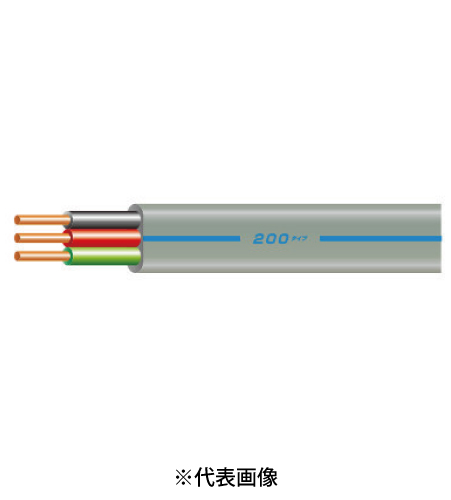 富士電線 VVFケーブル2.6mm×3C 200Vタイプ 黒赤緑 100ｍ巻 シース灰色