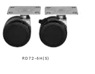 日東工業<br><br>RD72-6H キャスター<br>適用機種FSシリーズ<br>H=79.5mm 車輪材質ナイロン<br>車径φ60 許容質量150kg/1コ<br>製品質量0.5kg<br>ストッパー無<br>2個セット