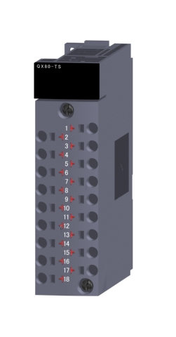 三菱電機 QX80-TS DC入力ユニット(マイナスコモンタイプ) DC入力:16点 DC24V 4mA 応答時間:1/5/10/20/70ms 16点1コモン マイナスコモンタイプ 18点表示機能付スプリングクランプ端子台