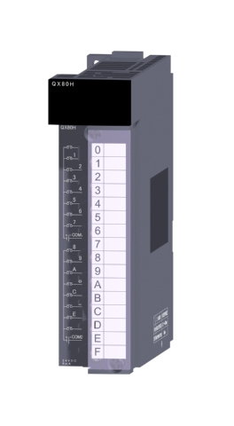 三菱電機 QX80H DC入力ユニット(マイナスコモンタイプ) DC入力:16点 DC24V 6mA 応答時間:0/0.1/0.2/0.4/0.6/1ms 8点1コモン マイナスコモンタイプ 18点端子台