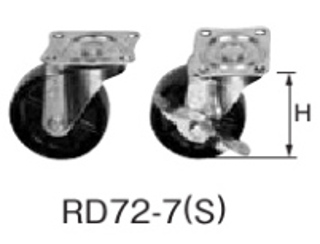 日東工業  RD72-7 キャスター 適用機種FSシリーズ H=93mm 車輪材質ナイロン 車径φ75 許容質量80kg/1コ 製品質量0.6kg ストッパー無 2個セット